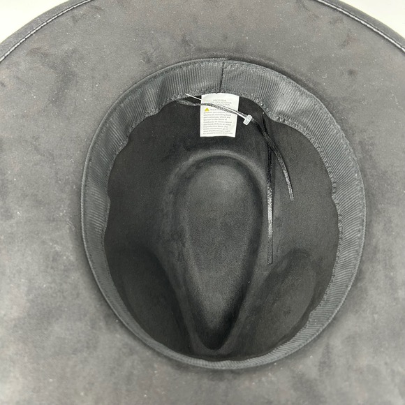 Black Wide Brim Fedora Cowboy Hat Women's Medium Large Black - Picture 5 of 9